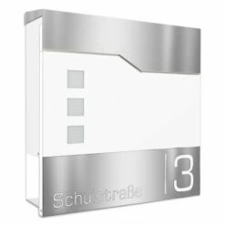 Doppel Standbriefkasten Inkl. Zeitungsfach RAL 9016 Weiß Mit Edelstahl Laser Namensblende -Türschilder aus Edelstahl Geschäft doppel standbriefkasten inkl zeitungsfach ral 9016 weiss mit edelstahl laser namensblende4