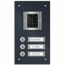 Dreifamilien Türklingel 145x260mm Mit Codeschloß Beschriftungsfeld -Türschilder aus Edelstahl Geschäft dreifamilien tuerklingel 145x260mm mit codeschloss beschriftungsfeld11