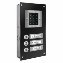 Dreifamilien Türklingel 145x260mm Mit Codeschloß Beschriftungsfeld -Türschilder aus Edelstahl Geschäft dreifamilien tuerklingel 145x260mm mit codeschloss beschriftungsfeld3