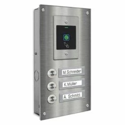 Dreifamilien Türklingel 145x260mm Mit FINGERPRINT Beschriftungsfeld -Türschilder aus Edelstahl Geschäft dreifamilien tuerklingel 145x260mm mit fingerprint beschriftungsfeld2