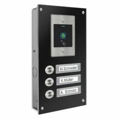 Dreifamilien Türklingel 145x260mm Mit FINGERPRINT Beschriftungsfeld -Türschilder aus Edelstahl Geschäft dreifamilien tuerklingel 145x260mm mit fingerprint beschriftungsfeld3