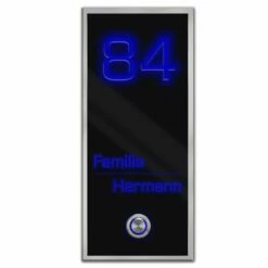 Edelstahl Aufputz Türklingel RAL 9005 Schwarz Hochglanz Mit Beleuchtung Blau NAOS -Türschilder aus Edelstahl Geschäft edelstahl aufputz tuerklingel ral 9005 schwarz hochglanz mit beleuchtung blau naos2