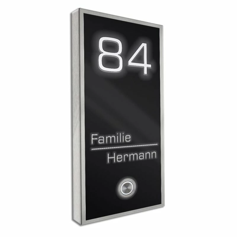 Edelstahl Aufputz Türklingel RAL 9005 Schwarz Hochglanz Mit Beleuchtung Weiß NAOS 1 Edelstahl Aufputz Türklingel RAL 9005 Schwarz Hochglanz Mit Beleuchtung Weiß NAOS