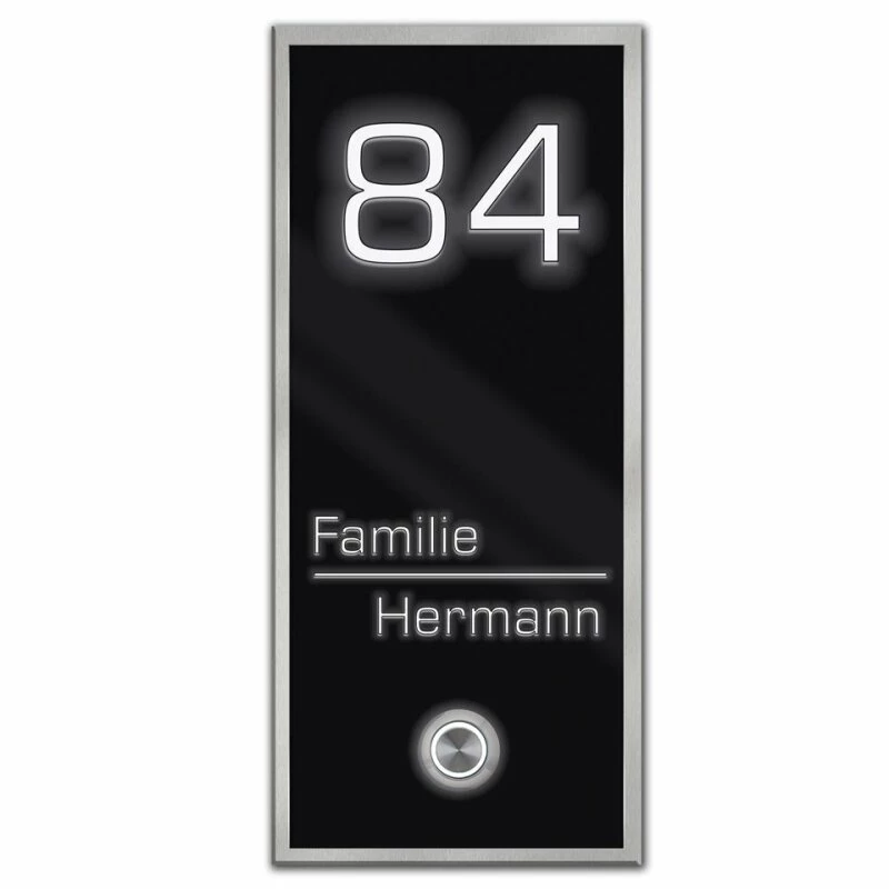 Edelstahl Aufputz Türklingel RAL 9005 Schwarz Hochglanz Mit Beleuchtung Weiß NAOS 2 Edelstahl Aufputz Türklingel RAL 9005 Schwarz Hochglanz Mit Beleuchtung Weiß NAOS – Bild 2
