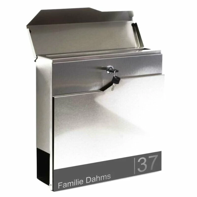 Edelstahl Briefkasten Wandbriefkasten Mailbox Mit Zeitungsfach & Beschriftung Torben 2 Edelstahl Briefkasten Wandbriefkasten Mailbox Mit Zeitungsfach & Beschriftung Torben – Bild 2