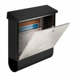Edelstahl Briefkasten Wandbriefkasten Mit Zeitungsfach Black & Steel