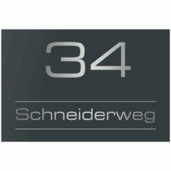 Edelstahl Hausnummernschild 250x170mm Anthrazit RAL 7016 Grau Maroon