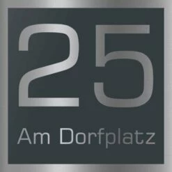 Edelstahl Hausnummer 250x250 Mm Anthrazit RAL 7016 Grau BENTARO