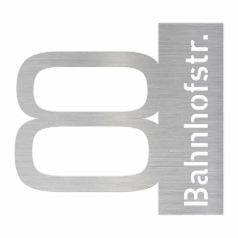 Edelstahl Hausnummer Mit Strassenname RITON 3 Edelstahl Hausnummer Mit Strassenname RITON – Bild 3