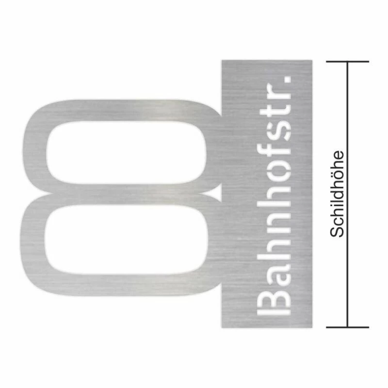 Edelstahl Hausnummer Mit Strassenname RITON 6 Edelstahl Hausnummer Mit Strassenname RITON – Bild 6
