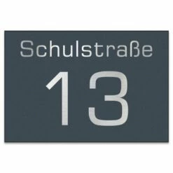 Edelstahl Hausnummernschild 250x170mm Anthrazit RAL 7016 Grau