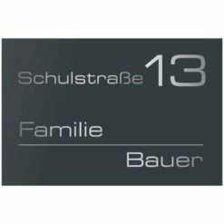 Edelstahl Hausnummernschild 250x170mm Anthrazit RAL 7016 Grau Natego