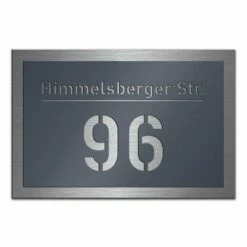 Edelstahl Hausnummernschild Anthrazit RAL 7016 Lasercut -Türschilder aus Edelstahl Geschäft edelstahl hausnummernschild anthrazit ral 7016 lasercut7