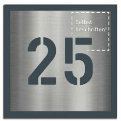 LASERCUT Edelstahl Hausnummernschild Anthrazit RAL 7016