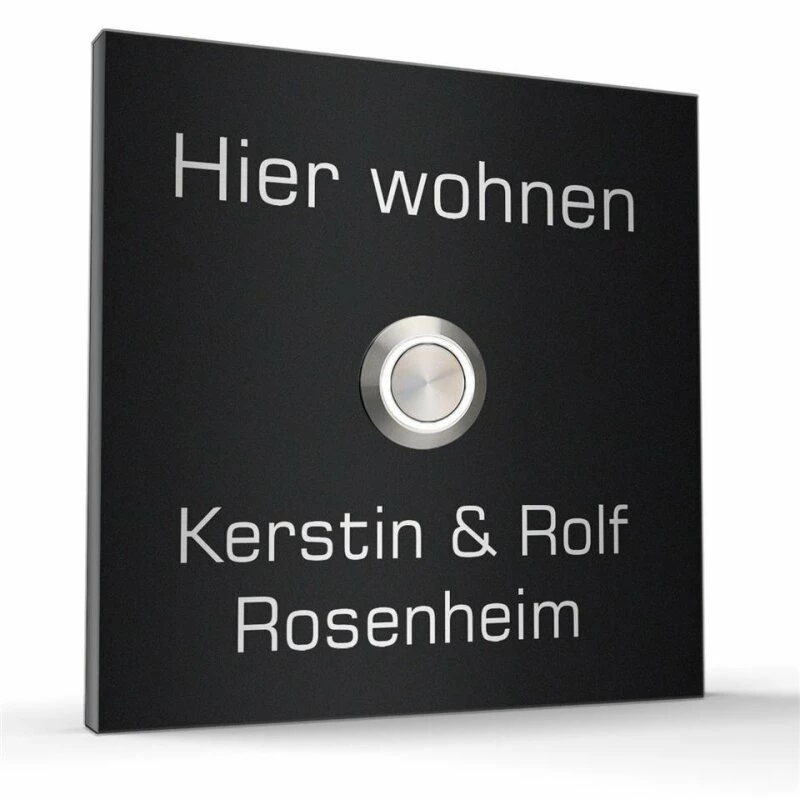 Edelstahl Haustürklingel 100x100mm Klingel Hier Wohnt 3 Edelstahl Haustürklingel 100x100mm Klingel Hier Wohnt – Bild 3