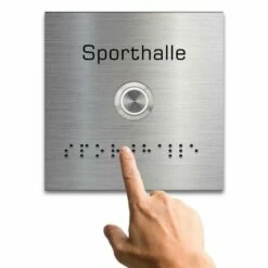 Edelstahl Haustürklingel 100x100mm Mit Blindenschrift -Türschilder aus Edelstahl Geschäft edelstahl haustuerklingel 100x100mm klingel hier wohnt 13