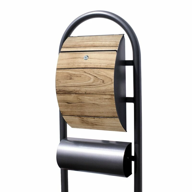 Edelstahl Standbriefkasten Briefkasten Mailbox Hammerschlag Holzplanken 1 Edelstahl Standbriefkasten Briefkasten Mailbox Hammerschlag Holzplanken