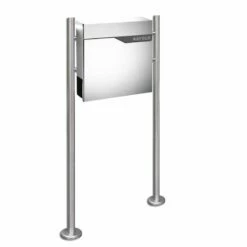 Edelstahl Standbriefkasten Briefkasten Mailbox Mit Zeitungsfach & Beschriftung