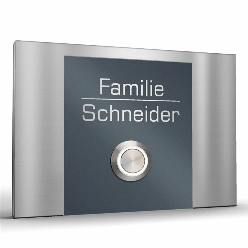 Edelstahl Türklingel 100x70mm Anthrazit RAL 7016 LEON 1 Edelstahl Türklingel 100x70mm Anthrazit RAL 7016 LEON