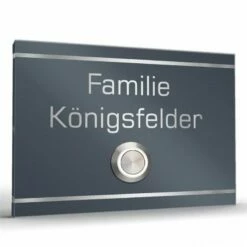 Edelstahl Türklingel 100x70mm Anthrazit RAL 7016 Zenturion