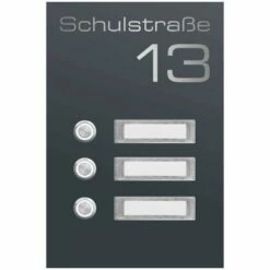 Edelstahl Türklingel 3 Familien Mit Namensschilder RAL 7016 Anthrazit Grau