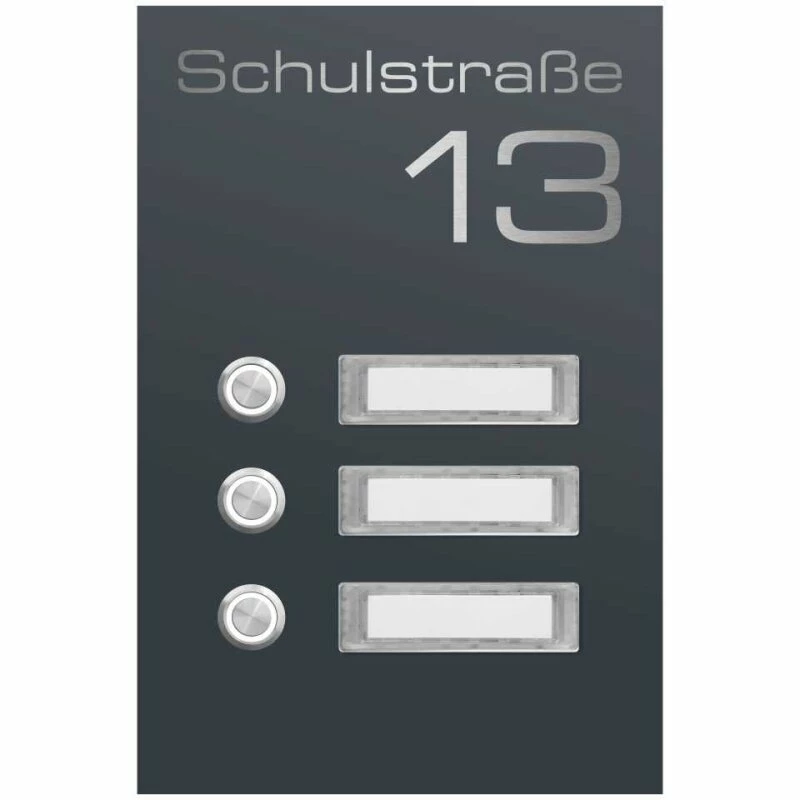 Edelstahl Türklingel 3 Familien Mit Namensschilder RAL 7016 Anthrazit Grau 1 Edelstahl Türklingel 3 Familien Mit Namensschilder RAL 7016 Anthrazit Grau