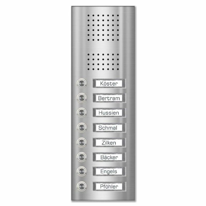Edelstahl Unterputz Achtfamilien Türklingel 145x392mm 2 Edelstahl Unterputz Achtfamilien Türklingel 145x392mm – Bild 2