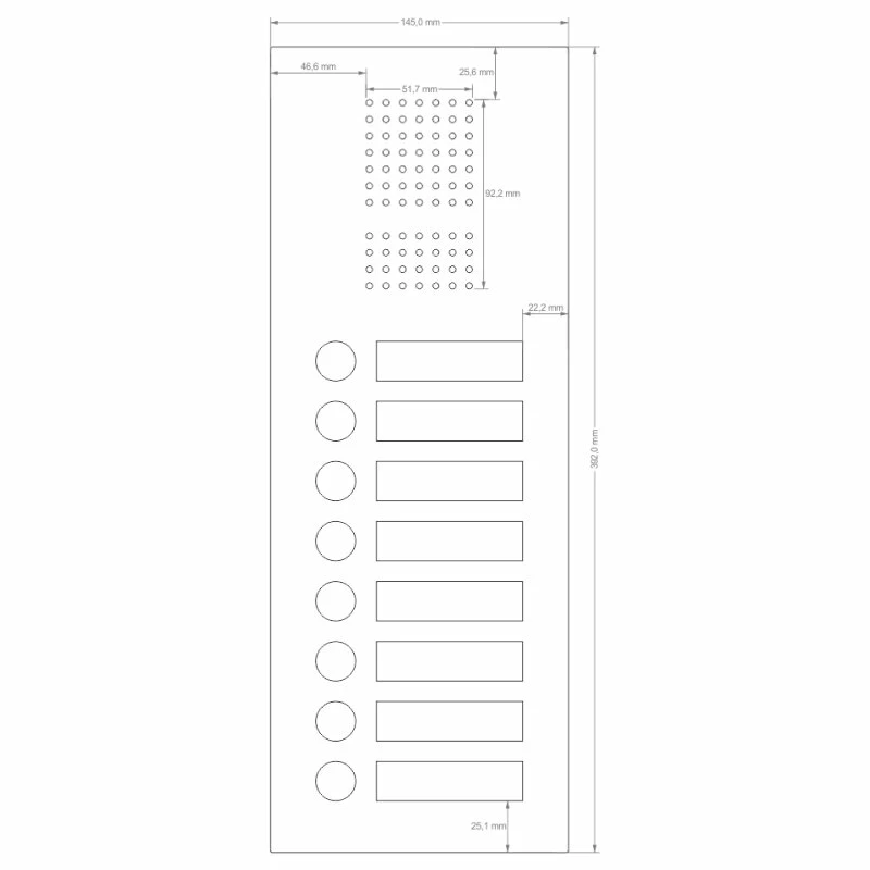 Edelstahl Unterputz Achtfamilien Türklingel 145x392mm 7 Edelstahl Unterputz Achtfamilien Türklingel 145x392mm – Bild 7