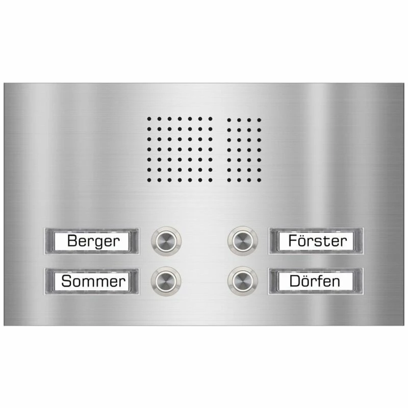 Edelstahl Unterputz Vierfamilien Türklingel Quer 305x175mm 2 Edelstahl Unterputz Vierfamilien Türklingel Quer 305x175mm – Bild 2