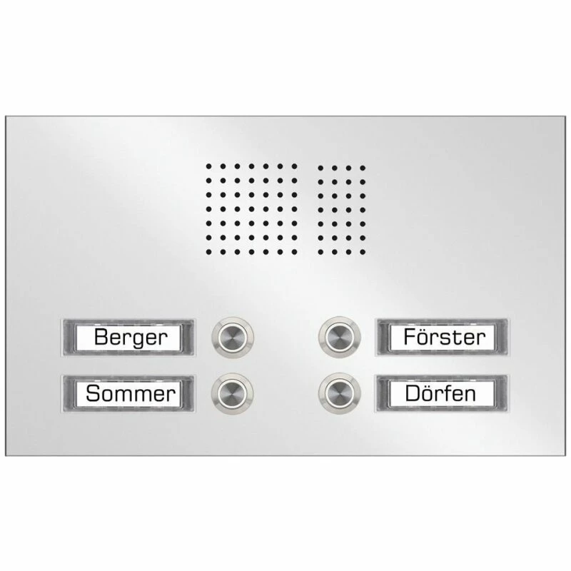 Edelstahl Unterputz Vierfamilien Türklingel Quer 305x175mm 5 Edelstahl Unterputz Vierfamilien Türklingel Quer 305x175mm – Bild 5
