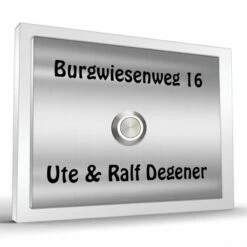 Edelstahlklingel 180x130mm Mit Acrylglas Weiß Hinterlegt