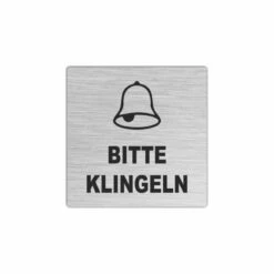 Edelstahlschild 50x50mm Bitte Klingeln