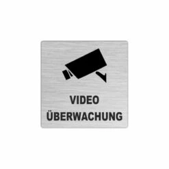 Edelstahlschild 50x50mm Video Überwachung