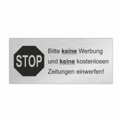 Edelstahlschild 80x35mm Keine Werbung_1