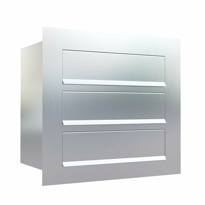 Einbaubriefkasten Cosmo Edelstahl 3 Parteien 1 Einbaubriefkasten Cosmo Edelstahl 3 Parteien