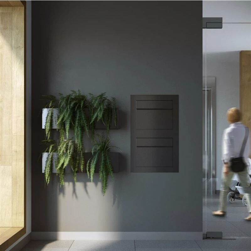 Einbaubriefkasten Hochkant RAL 7016 Anthrazit Grau 2 Parteien 3 Einbaubriefkasten Hochkant RAL 7016 Anthrazit Grau 2 Parteien – Bild 3