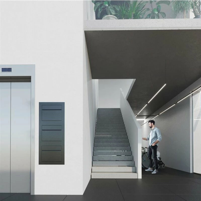 Einbaubriefkasten Hochkant RAL 7016 Anthrazit Grau 2 Parteien 4 Einbaubriefkasten Hochkant RAL 7016 Anthrazit Grau 2 Parteien – Bild 4