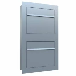 Einbaubriefkasten Hochkant RAL 9007 Grau Metallic 2 Parteien