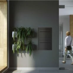 Einbaubriefkasten Hochkant RAL 9007 Grau Metallic 2 Parteien -Türschilder aus Edelstahl Geschäft einbaubriefkasten hochkant ral 9007 grau metallic 2 parteien3