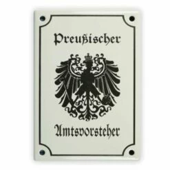 Emailschild 12 X 17 Cm Preußischer Amtsvorsteher