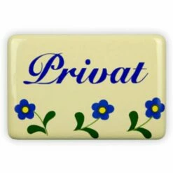 Emailschild 6 X 4 Cm, Privat, Blümchen