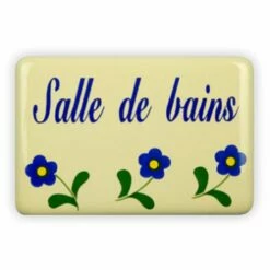 Emailschild 6 X 4 Cm, Salle De Bains, Blümchen