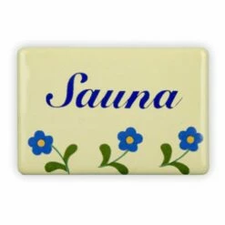 Emailschild 6 X 4 Cm, Sauna, Blümchen