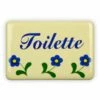 Emailschild 6 X 4 Cm, Toilette, Blümchen