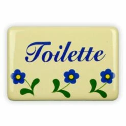Emailschild 6 X 4 Cm, Toilette, Blümchen