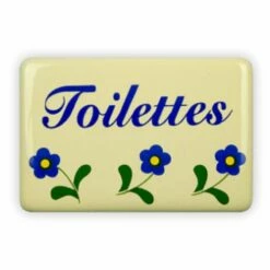 Emailschild 6 X 4 Cm, Toilettes, Blümchen