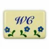 Emailschild 6 X 4 Cm, WC, Blümchen