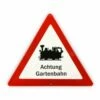 Emailschild Dreieck 25 Cm, Achtung Gartenbahn