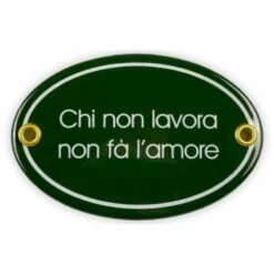 Emailschild Oval, 10,5 X 7 Cm, Chi Non Lavora
