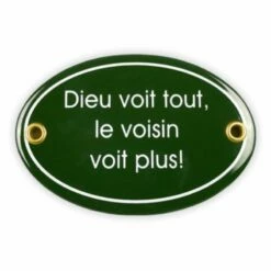 Emailschild Oval, 10,5 X 7 Cm, Dieu Voit Tout